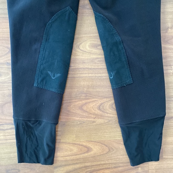 TuffRider ladies black ribbed pull on riding tights, 34 - Picture 4 of 4